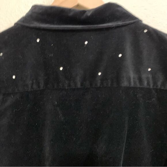 THE QUACKER FACTORY Jacket women’s medium black velvet full zip rhinestone front - Picture 5 of 11